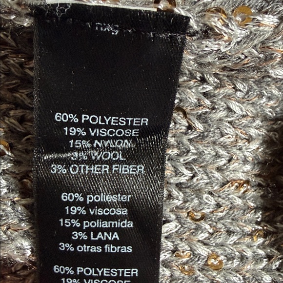 White House Black Market Shimmer Open Front Long Sweater Gray With Sequins - Picture 5 of 6